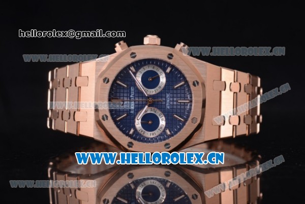 Audemars Piguet Royal Oak Seiko VK64 Quartz Rose Gold Case/Bracelet Blue Dial and Stick Markers (EF) - Click Image to Close